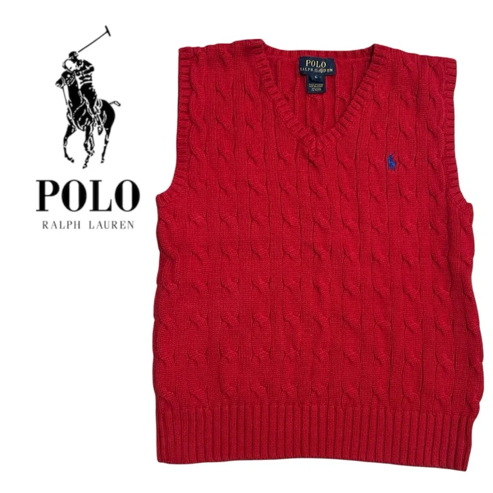 Polo Ralph Lauren 100 Cotton Red Sweater Vest - Size 6